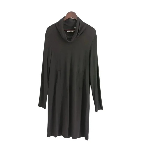 Dana B & Karen Long Sleeve Knit Mock Neck Casual Dress Kangaroo Pockets Size 10 - Picture 2 of 6